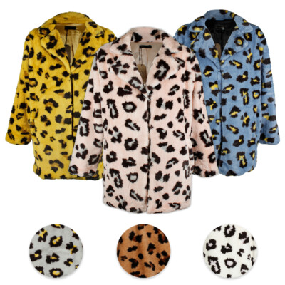 Janice Apparel Women's Faux Fur Animal Print Leopard Notch
