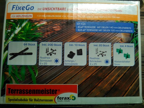64 St. FixeGo unsichtbare Verschraubung f. Terrassendielen Holz Stärke 19-25 mm - Bild 5 von 6
