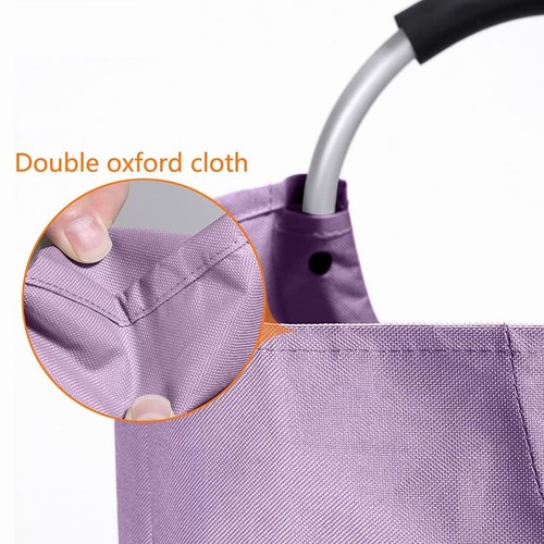 Large Laundry Basket, Collapsible Laundry Bag, Freestanding Tall 90L Purple - Picture 2 of 6