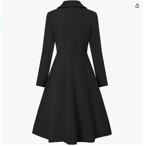 NEW Curlbiuty Womens Pea Coat Double Breasted A Line Long Trench Coat, Small - Picture 3 of 6