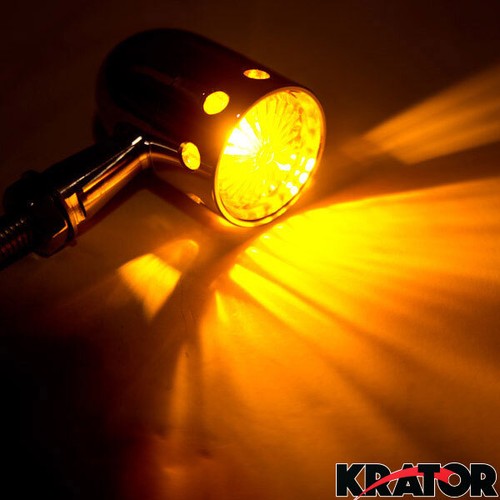 2x High Quality Universal Motorcycle Chrome Turn Signals Blinker Amber Lens Pack - Picture 6 of 6