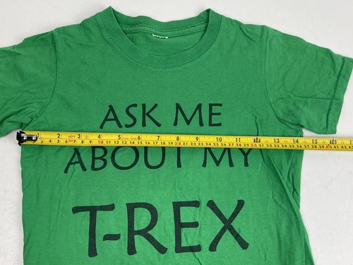 Ask Me About My T-Rex Kids T-shirt Dinosaur Dino Flip Tee Top Shirt Green Dino - Picture 6 of 10