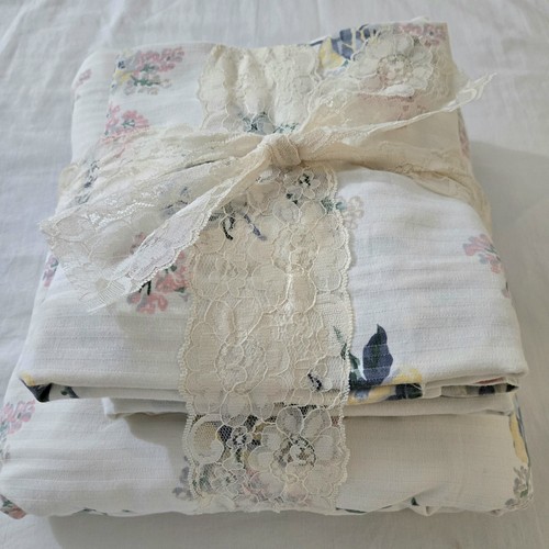 RARE VTG Lands End Coming Home Duvet Cover QUEEN & 3 Shams 100% Cotton Floral - Picture 19 of 20