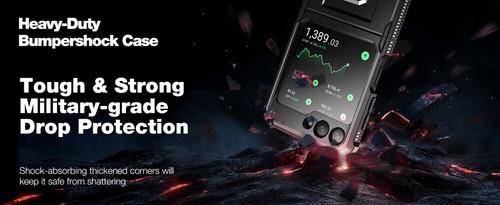 Dexnor for Samsung Galaxy Z Flip 5 Case Heavy Duty Rugged Cover with Kickstand - Picture 21 of 72