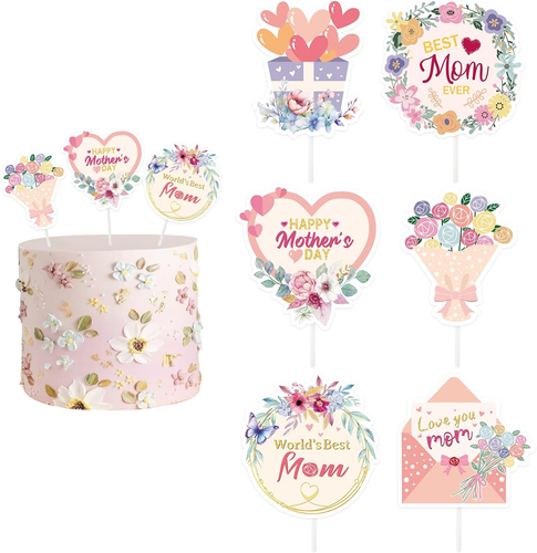 12 PCS Happy Mother'S Day Cake Topper, Floral Cupcake Toppers for Flowers Bouque