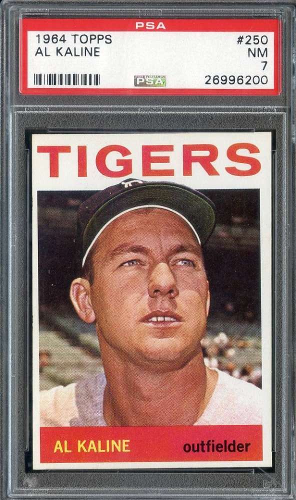 1964 TOPPS #250 AL KALINE PSA 7 TIGERS (CRACK ON HOLDER) HOF *B64030