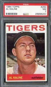 1964 TOPPS #250 AL KALINE PSA 7 TIGERS (CRACK ON HOLDER) HOF *B64030