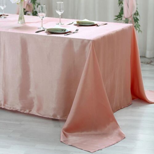 Dusty Rose 90x156" RECTANGLE Satin TABLECLOTH Wedding Party Home Banquet Linens - Picture 2 of 8