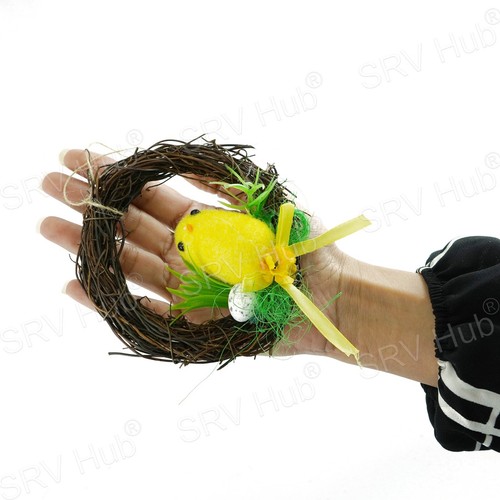 Miniature Nests Hen Chenille Chick in Basket Easter Wreath Hanging Decoration - Picture 14 of 68