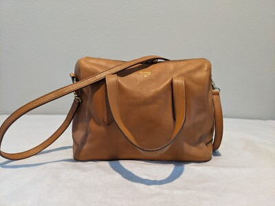 #ad Fossil Sydney Satchel Crossbody Leather Handbag Tan Beige Camel Natural