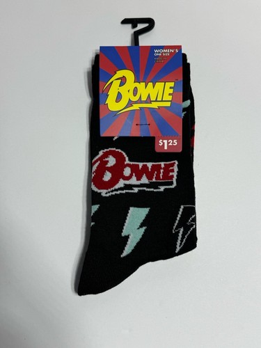 Bowie Novelty Crew Socks 1 Pair Multicolor Shoe Women One Size - Picture 2 of 3