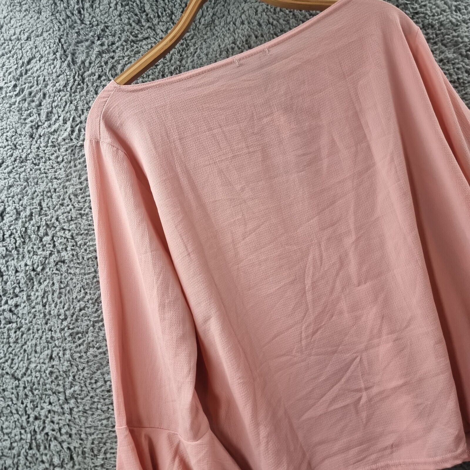 New BOOHOO Womens Blouse Top Size 16 Pink Long Sleeve Boat Neck - Picture 9 of 15