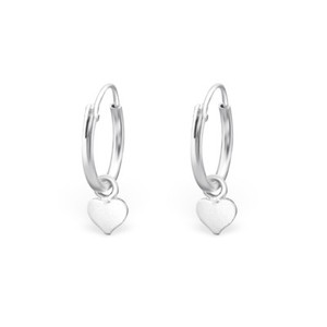 925 Sterling Silver Hanging Heart Sleeper Hoop Earrings Kids S Image Is Loading 925 Sterling Silver Hanging Heart Sleeper Hoop Earrings