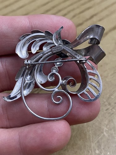 Carl Art Sterling Silver 925 Designer Vintage Signed Large Floral Brooch Pin - Picture 2 of 2