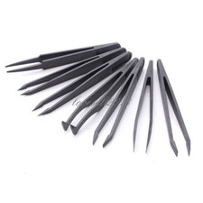 7pcs Anti-static Tweezer Tool Straight Bend Plastic Heat Resistant NEW
