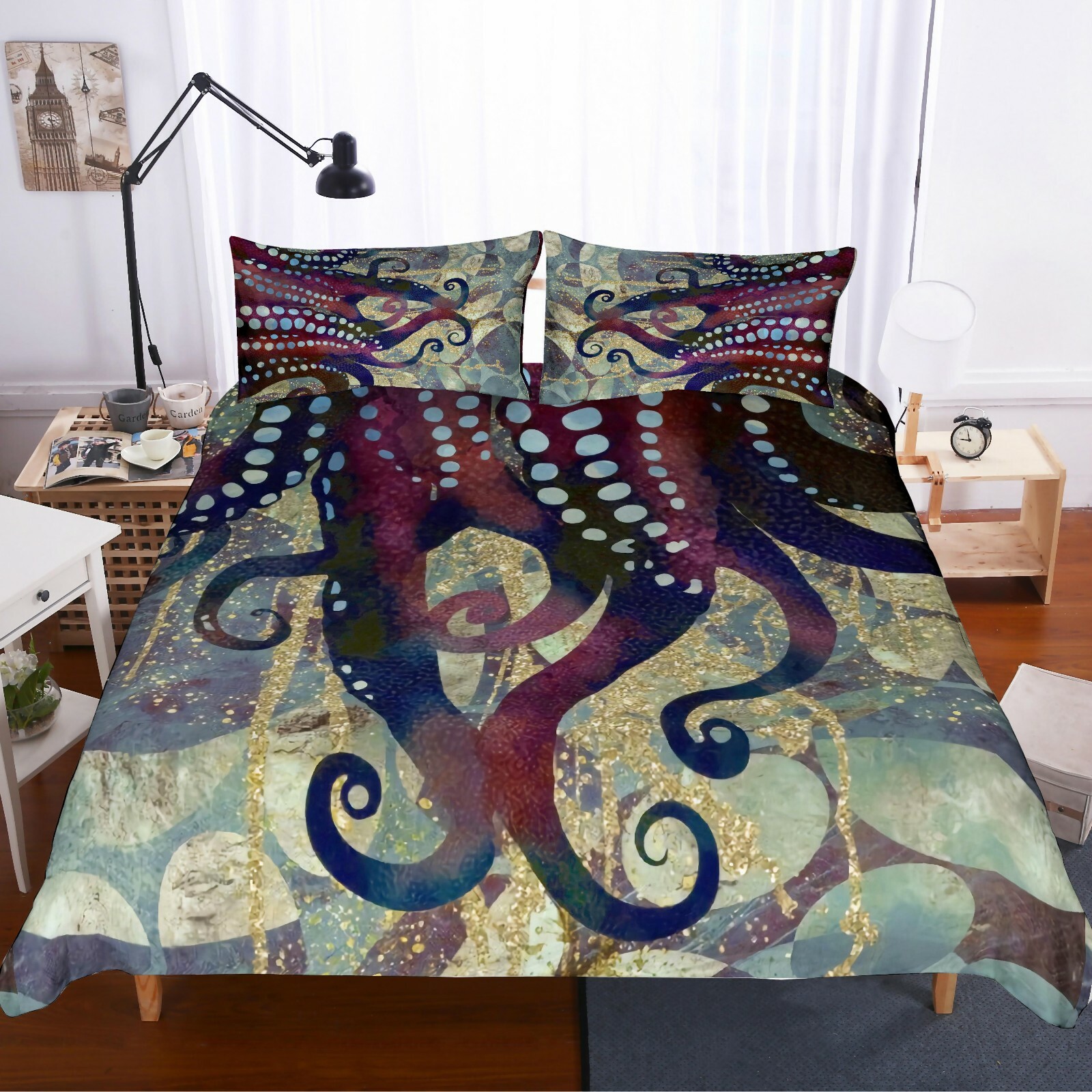 3D Octopus Quilt Cover Set Bedding Duvet Cover Single Queen King 3pcs3 3D Octopus Quilt Cover Set Bedding Duvet Cover Single Queen King 3pcs3