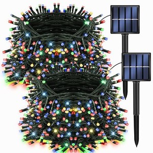 Dazzle Bright 2 Pack Total 400LED 132FT Multi-Colored Christmas Solar String ...