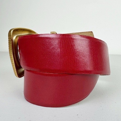 Linda Allard for Ellen Tracy 80's Red Leather Belt - Picture 5 of 11