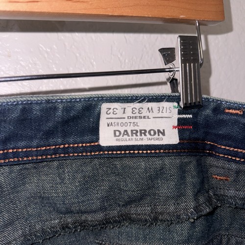Diesel Darron Jeans Wash 008ST Slim Fit Tapered Washed Out Whiskered Mens 33x32 - Picture 3 of 8
