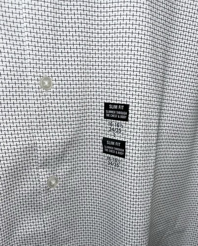 Van Heusen Men Extreme Stain Defense White Patterned Dress Shirt Size Large - Picture 3 of 5