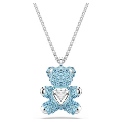 Swarovski Teddy Pendant Bear, blue, rhodium plated