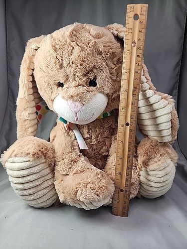Animal Adventure Tan Bunny Coniglio Peluche Panna Orecchie Fiocco Pois 2018 Super Morbido - Foto 3 di 12