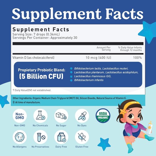 Baby Probiotische Tropfen 0-12 Monate - Bio Probiotika für Babys & Neugeborene, ... - Bild 5 von 6