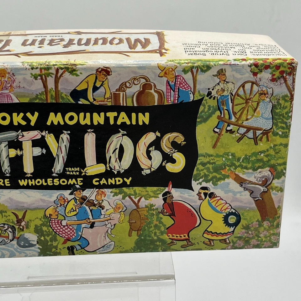 Smoky Mountain Taffy Logs Box, Gatlinburg, TN 1lbs. advertising 60's empty box - Image 4 of 4