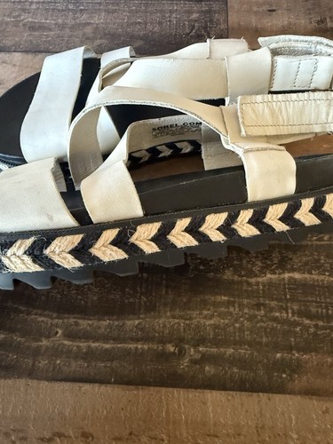 Sorel Womens Roaming Criss Cross Sandals Size 7.5 Chalk White Leather Espadrille - Picture 5 of 7