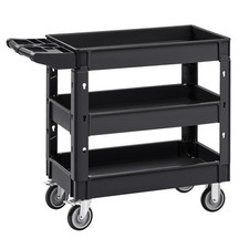 Uimoso Utility Service Cart 3 Shelf 550LBS 360  Swivel Wheels 2 with Brakes 