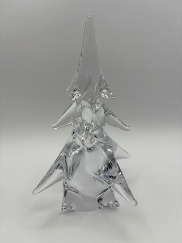 Taste Seller Sigma 24% Lead Crystal Glass Christmas Tree Sculpture 8” Vintage #2 - Picture 2 of 6