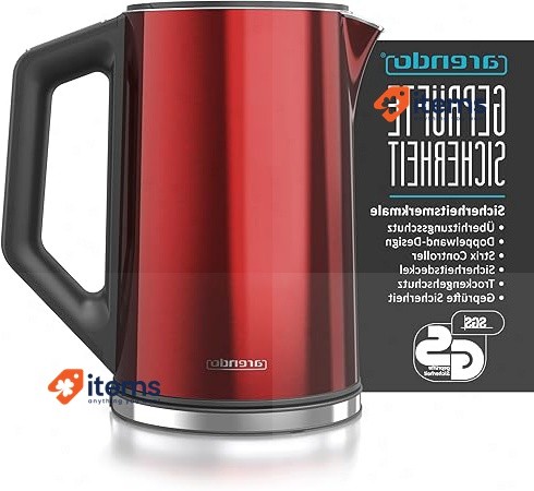 Arendo - Edelstahl Wasserkocher mit Temperatureinstellung 1,5 Liter rot - Bild 2 von 6