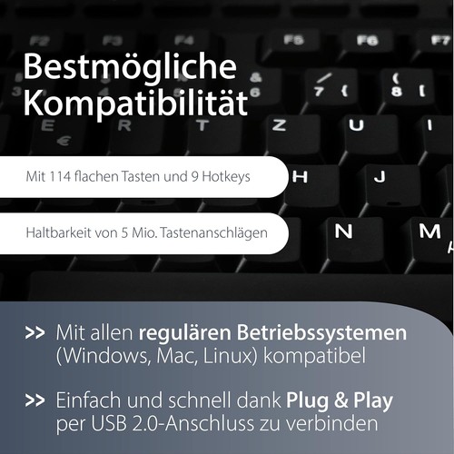 MediaRange MROS102 Multimedia keyboard QWERTZ with cable black Modern - 第 2/6 張圖片