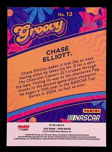 Chase Elliott 2024 Panini Prizm Groovy Red Prizm #13 96/99 - Bild 2 von 2