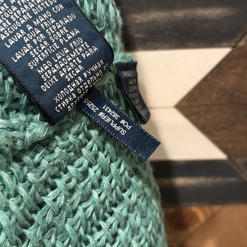 Ralph Lauren Crochet Open Knit Linen Top Teal Small - Picture 8 of 10