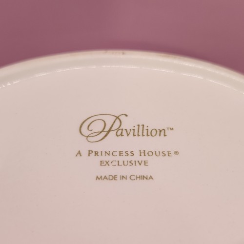 Princess House Pavillion Stoneware Ceramic Bowl Oval Beige Hobnail Border - Picture 6 of 6