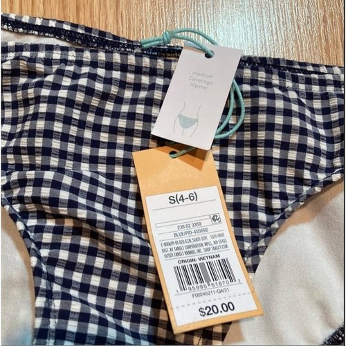 NWT Kona Sol blue and white gingham bikini bottom small - Picture 2 of 3