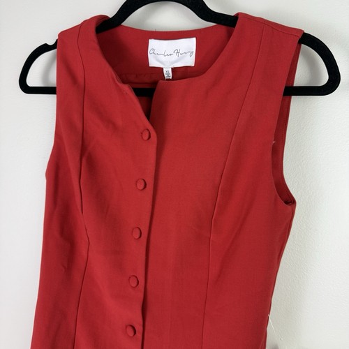 Charles Henry Red Button Front Mini Dress Sleeveless Party Cocktail XS - Picture 6 of 10
