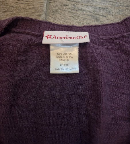 American Girl Doll Isabelle Purple Wrap Cardigan Sweater FOR GIRLS Size L 14/16 - Picture 2 of 5