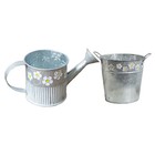 2 Stück Vintage Blumenhalter Haushalt Blumen Eimer Silber (Sprinkler Style)