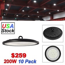 10 Pack 200W UFO LED High Bay Light Garage Industrial Commercial Warehouse Lamp