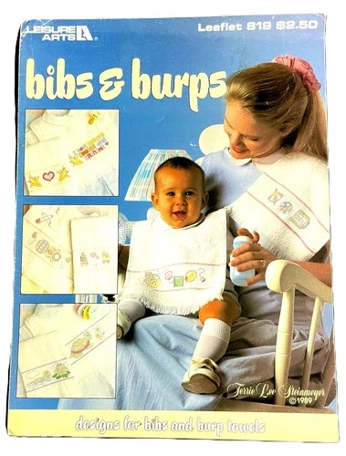 Set of 2 Baby Bibs Cross Stitch Pattern Booklet - Picture 2 of 2