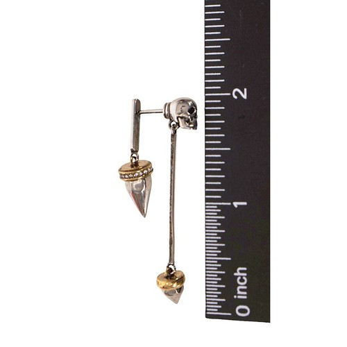 NEU 650 $ ALEXANDER MCQUEEN silberfarben Messing TOTENKOPF OHRSTECKER Tropfen Anhänger OHRRINGE - Bild 8 von 11