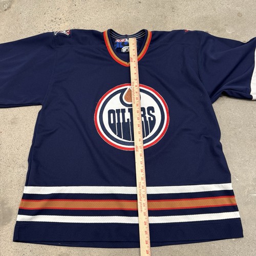 Maglia Hockey Vintage Edmonton Oilers CCM NHL Made In Canada XL Lettere Cucite - Foto 6 di 7
