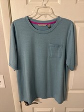 Isaac Mizrahi Live Essentials Crew Neck Pocket T-shirt Medium Blue