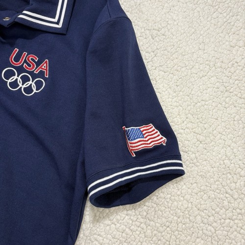 NWT Roots USA Shirt L Blue Olympics 04 Warm Up Snap Short Sleeve Team Button Up - Picture 6 of 9