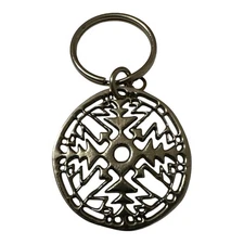 Native American Southwest Cross Triangle Design Metal Keychain Silvertone