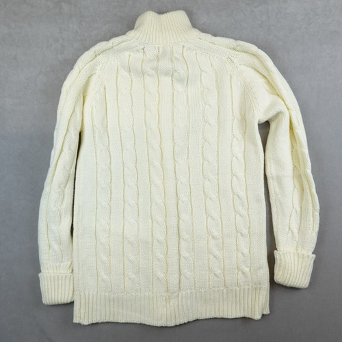 Maglione Sears vintage anni 80 panna avorio maglia cavo boho pescatore cardigan donna grande - Foto 7 di 8