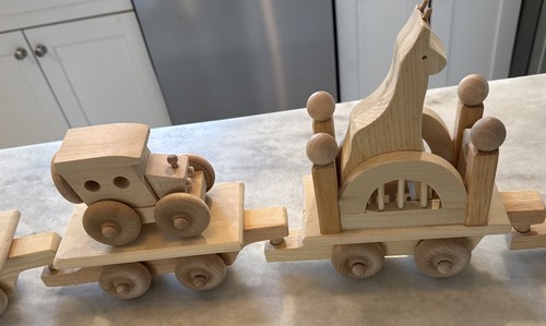 Set Trenino in Legno Tirare dietro o Spingere cinque Pezzi Bello Nuovo ๐ - Foto 10 di 11