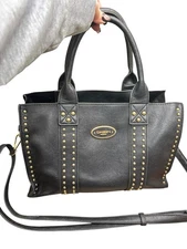 Dasein Brand Gray Gold Studded Purse, Roomy Hand Bag w/ removeable  makeup case